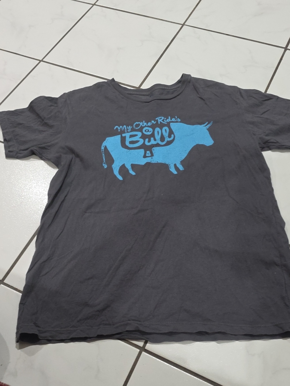 Charcoal Short Sleeve Tee with Light Blue Bull Graphic Cody James